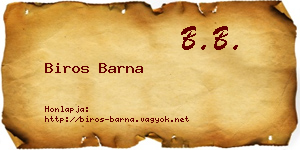 Biros Barna névjegykártya